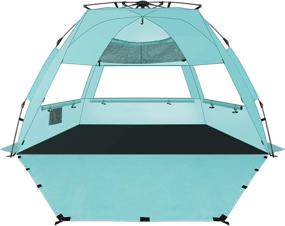 img 4 attached to 🏖️ XL Pop Up Beach Tent Sun Shelter by KOON - Easy Setup Beach Shade for 3-4 People with UPF 50+ Protection, Extended Floor, 3 Ventilation Windows, and Carrying Bag - Ocean Blue