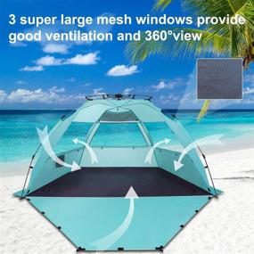 img 1 attached to 🏖️ XL Pop Up Beach Tent Sun Shelter by KOON - Easy Setup Beach Shade for 3-4 People with UPF 50+ Protection, Extended Floor, 3 Ventilation Windows, and Carrying Bag - Ocean Blue