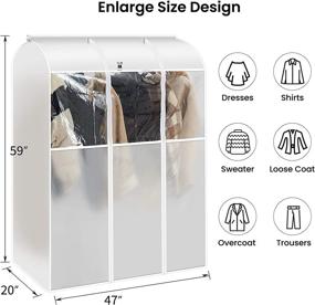 img 3 attached to 👗 SIWUTIAO Waterproof Hanging Garment Bags for Closet Storage - 4 Ft Clothes Rack Cover with Bottom - Clothing Bag for Wardrobe Organizer (47H/59D/20 inch) - Cover Only