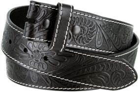 img 2 attached to 🤠 Handcrafted Western Floral Engraved Tooled Leather Belts for Men's Accessories