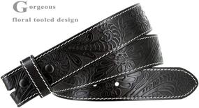 img 3 attached to 🤠 Handcrafted Western Floral Engraved Tooled Leather Belts for Men's Accessories