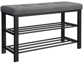img 2 attached to 👟 SONGMICS 3-Tier Shoe Bench with Foam Padded Seat, Linen Upholstery, Metal Frame - Entryway Shoe Rack Storage Organizer for Living Room, Hallway - Dark Gray ULBS57GYZ, 31.9 x 12.2 x 19.3 Inches