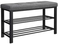 👟 songmics 3-tier shoe bench with foam padded seat, linen upholstery, metal frame - entryway shoe rack storage organizer for living room, hallway - dark gray ulbs57gyz, 31.9 x 12.2 x 19.3 inches logo