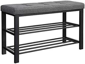 img 1 attached to 👟 SONGMICS 3-Tier Shoe Bench with Foam Padded Seat, Linen Upholstery, Metal Frame - Entryway Shoe Rack Storage Organizer for Living Room, Hallway - Dark Gray ULBS57GYZ, 31.9 x 12.2 x 19.3 Inches