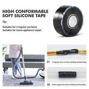 img 1 attached to Seal Self Fusing Silicone Tape - 1 Inch x 15 Feet Weatherproof for Emergency Repairs, Pipeline/Cable Fixing (Black)