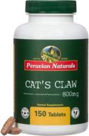 🐾 peruvian naturals cats claw tablets - 150ct, 800mg vegan herbal supplement | immune system & joint support, anti-inflammatory cat claw bark from peru logo