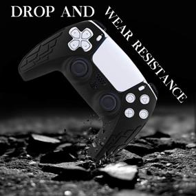 img 3 attached to Xinlykid PS5 Controller Cover Silicone Case Skin with Protective Covers and Thumb Grips (Camouflage Black Skin x 1 + Thumb Grips x 10)