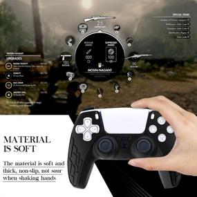 img 1 attached to Xinlykid PS5 Controller Cover Silicone Case Skin with Protective Covers and Thumb Grips (Camouflage Black Skin x 1 + Thumb Grips x 10)