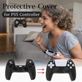 img 2 attached to Xinlykid PS5 Controller Cover Silicone Case Skin with Protective Covers and Thumb Grips (Camouflage Black Skin x 1 + Thumb Grips x 10)