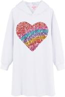 jeskids girls hoodie dress sequin heart long sleeve sweatshirts with pockets | sizes 6-13 years logo