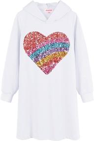 img 4 attached to JESKIDS Girls Hoodie Dress Sequin Heart Long Sleeve Sweatshirts with Pockets | Sizes 6-13 Years