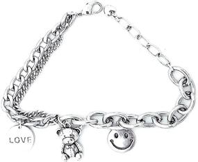 img 4 attached to 🐻 Charming Stainless Steel Teddy Bear Smile Face Love Coin Chain Bracelet: Adjustable Link Chain for Women, Men, Girls & Her