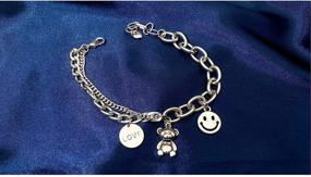 img 3 attached to 🐻 Charming Stainless Steel Teddy Bear Smile Face Love Coin Chain Bracelet: Adjustable Link Chain for Women, Men, Girls & Her