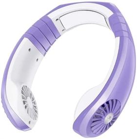 img 3 attached to Stay Cool Anywhere with the Portable Neck Fan - USB Rechargeable, Personal Hands-Free Cooling Fan (Purple & White)