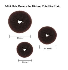 img 3 attached to Beaute Galleria 3-Piece Mini Kids Hair Donut 🎀 Bun Maker: Create Perfect Brown Chignon Ballet Sock Buns Effortlessly