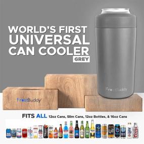 img 3 attached to 🥶 Frost Buddy Universal 2.0 Insulated Can Cooler - 5 Sizes in 1 Stainless Steel Can Cooler for 12 oz & 16 oz Regular or Slim Cans & Bottles - Grey