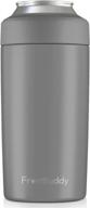 🥶 frost buddy universal 2.0 insulated can cooler - 5 sizes in 1 stainless steel can cooler for 12 oz & 16 oz regular or slim cans & bottles - grey логотип