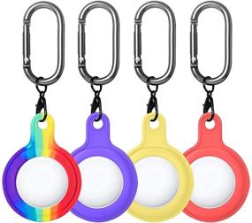 img 4 attached to VATI Compatible 4 Pack Cases for AirTag: Silicone Protective Covers with Keychain (Yellow/Colorful/Red/Purple)