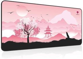 img 4 attached to 🖱️ LANGTU Pink Extended Gaming Mouse Pad - XXL Desk Mat for Computer Keyboard, Laptop & PC with Stitched Edge and Non-Slip Natural Rubber Base