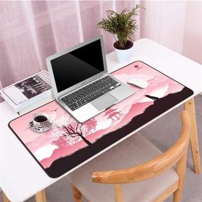 img 3 attached to 🖱️ LANGTU Pink Extended Gaming Mouse Pad - XXL Desk Mat for Computer Keyboard, Laptop & PC with Stitched Edge and Non-Slip Natural Rubber Base