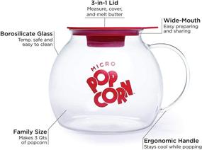 img 2 attached to 🍿 Epoca Inc. EKPCM-0025 Ecolution Micro-Pop Popper, Glass Microwave Popcorn Maker with Versatile Lid, 3 Quart