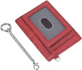 img 1 attached to Genuine Leather Blocking Minimalist Keychain