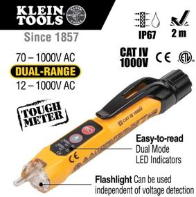 img 3 attached to 🔦 Klein Tools NCVT3P: Dual Range Non Contact Voltage Tester with Flashlight, Audible & LED Alarms - 12 to 1000V AC Pen, Pocket Clip