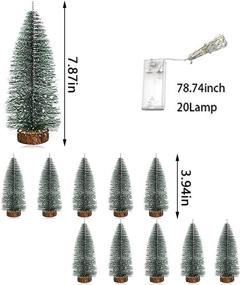 img 3 attached to 🎄 Set of 12 Mini Artificial Christmas Trees with LED Light, Plastic Sisal Trees Bottle Brush Trees Snow Frost Ornaments, Wood Base - Perfect Christmas Room Decor, Table Top Decoration, and Crafts