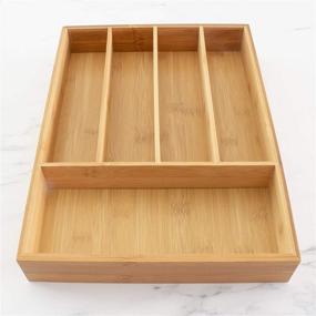 img 1 attached to 🎍 Bamboo Flatware and Utensil Drawer Organizer for Optimal Organization