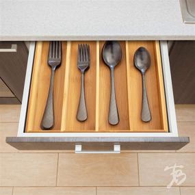 img 3 attached to 🎍 Bamboo Flatware and Utensil Drawer Organizer for Optimal Organization