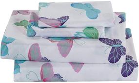 img 1 attached to 🦋 Girls/Teens Butterflies Sheet Set - Pink/Turquoise/Purple/White/Green - New Twin Size