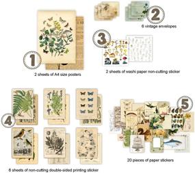 img 3 attached to 🌿 Nature Plant Floral Animal Bird Butterfly Mushroom Vintage Paper Sticker Set - DIY Label for Scrapbooking Planner Album Art Craft Diary Journal Decoration