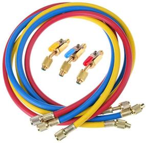 img 3 attached to 🔌 LIYYOO Refrigerant Charging Hose with Ball Valve: R134A R12 R22 R502 R404 Air Conditioning Manifold Gauge Set - 60" Red/Yellow/Blue (Pack of 3)