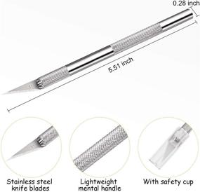 img 3 attached to 15-Piece Stainless Steel Hobby Knife Set for Precision Crafts, Phone Repair, Scrapbooking, Stenciling and More