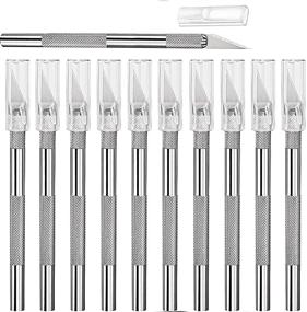 img 4 attached to 15-Piece Stainless Steel Hobby Knife Set for Precision Crafts, Phone Repair, Scrapbooking, Stenciling and More