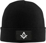 black adult knit cap beanies cap winter 🎩 warm hat with freemason logo square and compass 1 логотип