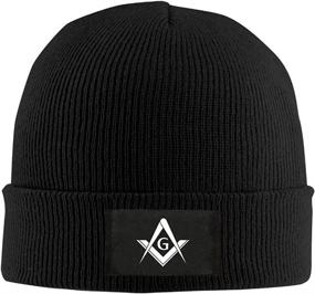 img 1 attached to Black Adult Knit Cap Beanies Cap Winter 🎩 Warm Hat with Freemason Logo Square and Compass 1