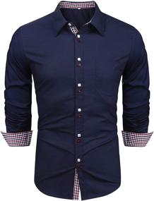 img 4 attached to Men's Casual Clothing - LecGee Collar Sleeve Button Shirt