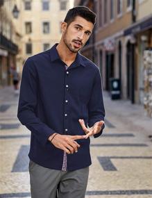 img 2 attached to Men's Casual Clothing - LecGee Collar Sleeve Button Shirt