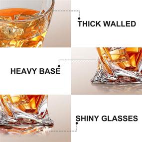 img 2 attached to COPLIB Crystal Whiskey Glasses Set of 4 - 11 Ounce Old Fashioned Glasses, Ideal for Whiskey Enthusiasts, Scotch & Bourbon Lovers, Liquor, Rum, and Cocktail Drinks - Classic Twist Design