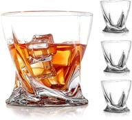 coplib crystal whiskey glasses set of 4 - 11 ounce old fashioned glasses, ideal for whiskey enthusiasts, scotch & bourbon lovers, liquor, rum, and cocktail drinks - classic twist design logo