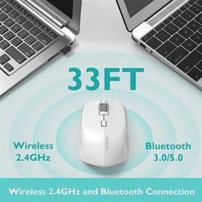 img 2 attached to 🖱️ BreSii Dual-Mode Wireless Mouse with Bluetooth 5.0/3.0 and 2.4G Technology - Optical Silent Mice for MacBook, Laptop, Notebook, PC, Tablet, White - USB Receiver, 3 Adjustable DPI