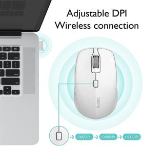 img 3 attached to 🖱️ BreSii Dual-Mode Wireless Mouse with Bluetooth 5.0/3.0 and 2.4G Technology - Optical Silent Mice for MacBook, Laptop, Notebook, PC, Tablet, White - USB Receiver, 3 Adjustable DPI