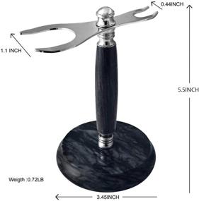 img 2 attached to Grennland Black Deluxe Marble Safety Razor and Brush Stand: Stylish & Stable Marble Weighted Base