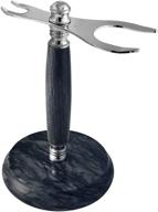 grennland black deluxe marble safety razor and brush stand: stylish & stable marble weighted base logo