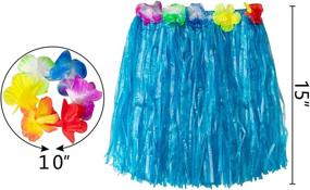 img 2 attached to 🌺 Hawaiian Luau Hula Skirts and Wristbands Set - 12PCS Hibiscus Flowers Party Decorations and Favors