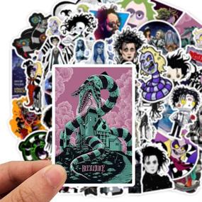 img 1 attached to 🎬 Vinyl Waterproof Tim Burton Movies Laptop Stickers - Decal for Water Bottles, Skateboards, Guitars, Travel Accessories, Phone Cases, Doors, Luggage, Car, Bike, Bicycle (50 pcs) Removable & Non-Repeating