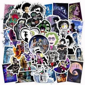 img 4 attached to 🎬 Vinyl Waterproof Tim Burton Movies Laptop Stickers - Decal for Water Bottles, Skateboards, Guitars, Travel Accessories, Phone Cases, Doors, Luggage, Car, Bike, Bicycle (50 pcs) Removable & Non-Repeating