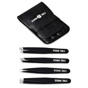 img 4 attached to 🔍 Precision Eyebrow Tweezers Set - Segomo Tools TW004: Stainless Steel, Flat, Angled, Pointed & Slant Tip, 4 Piece Set