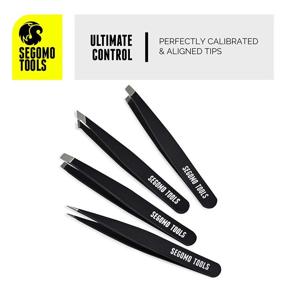 img 3 attached to 🔍 Precision Eyebrow Tweezers Set - Segomo Tools TW004: Stainless Steel, Flat, Angled, Pointed & Slant Tip, 4 Piece Set